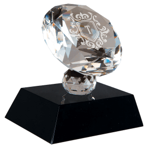 Crystal Diamond on a Black Pedestal Base