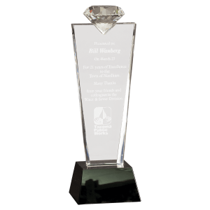 Crystal Diamond Top Award on Black Pedestal Base