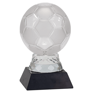 Glass Soccer Ball with Black Marble Base