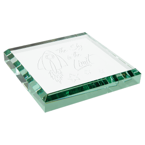 Square Jade Glass Paperweight