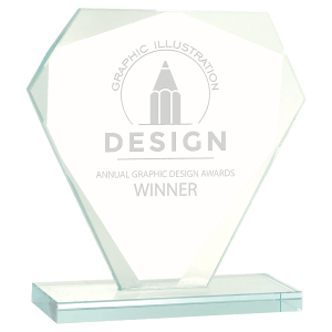 Large Cut Diamond Jade Glass Award