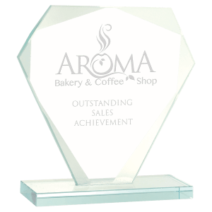 Small Cut Diamond Jade Glass Award