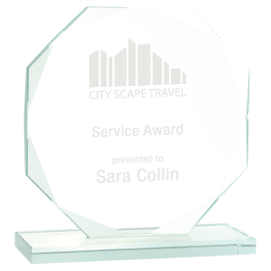 Large Octagon Jade Glass Award