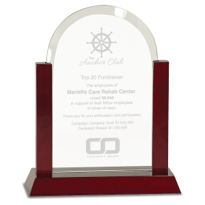 Large Gateway Jade Dome Glass Award with Rosewood Finish Base